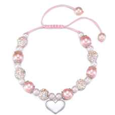 DiRikiss Birthday Gifts Girls, Pink Pearl Heart Charm Bracelets Gifts for Girls Daughter Granddaughter Niece Cousin